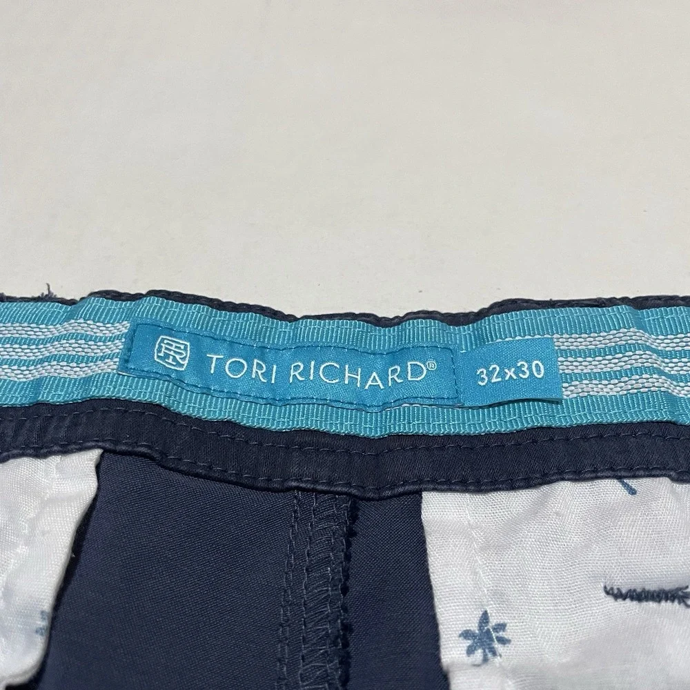 Tori Richard Mens Chino Pants Size 32 X 30 Navy‎ Blue Flat Front Stretch Casual